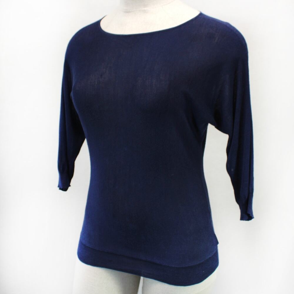 Lauren Ralph Lauren knitted silk navy blue Y2K shirt blouse top Large